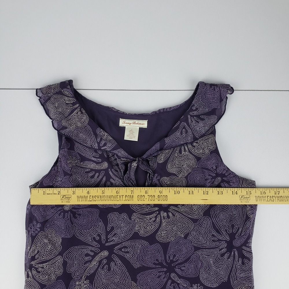 Tommy Bahama Blouse Women's Size 6‎ Purple Floral Sleeveless Sheer Lined Top - Picture 6 of 8